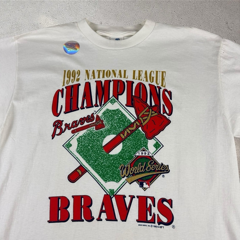 Vintage NWT Atlanta Braves 1992 NL Champs Shirt XL 90s Belton